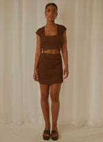 SUMMER STYLE CROCHET SKIRT CHOC BROWN