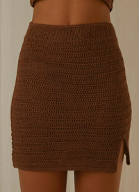 SUMMER STYLE CROCHET SKIRT CHOC BROWN