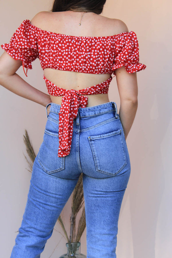 SLATE RED FLORAL CROP TOP