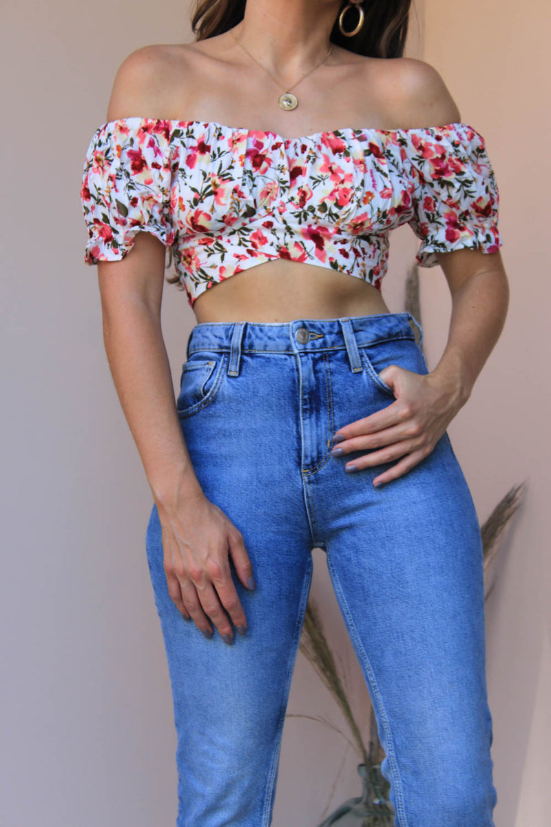 SLATE FLORAL CROP TOP