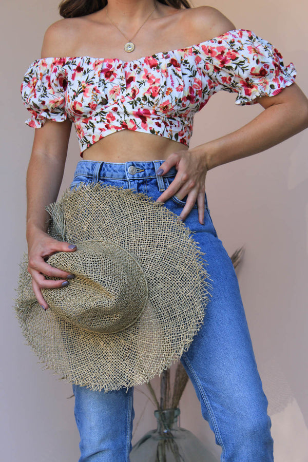 SLATE FLORAL CROP TOP