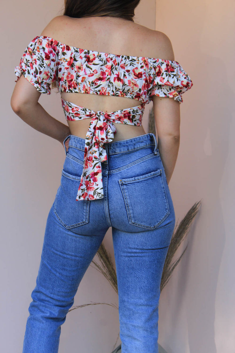 SLATE FLORAL CROP TOP
