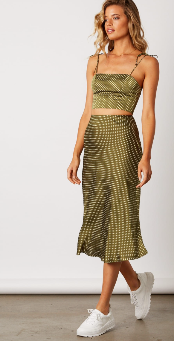 EVERLY POLKA DOT SATIN SET