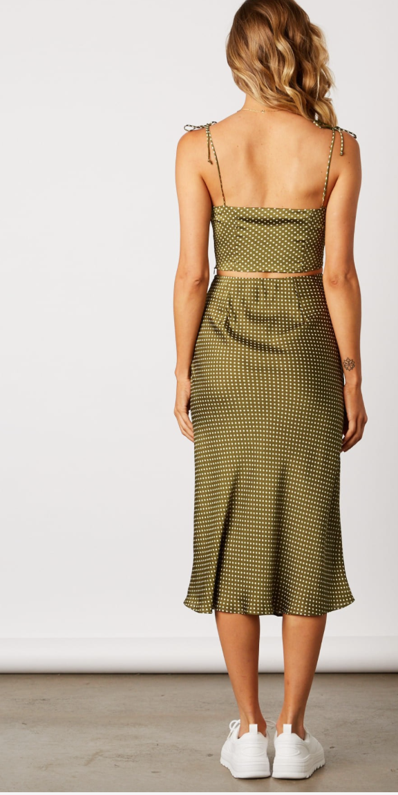 EVERLY POLKA DOT SATIN SET