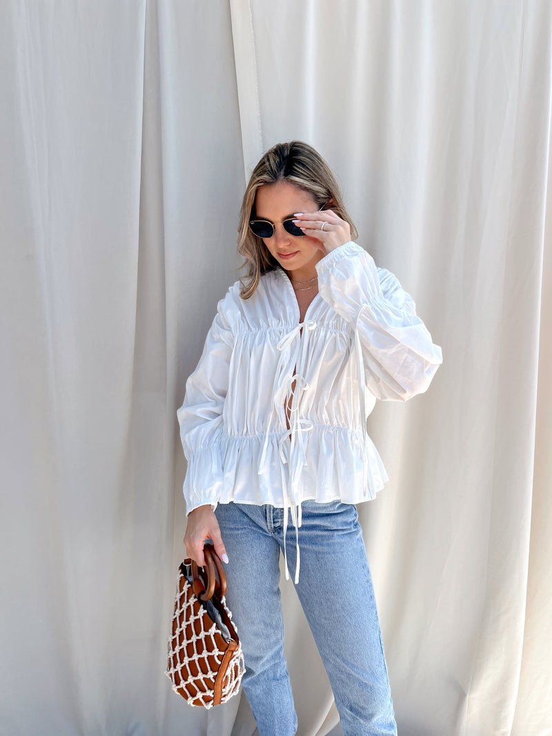 WILLA POPLIN TOP WHITE