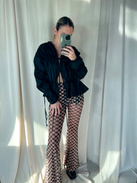 CHESS PRINT MESH PANTS