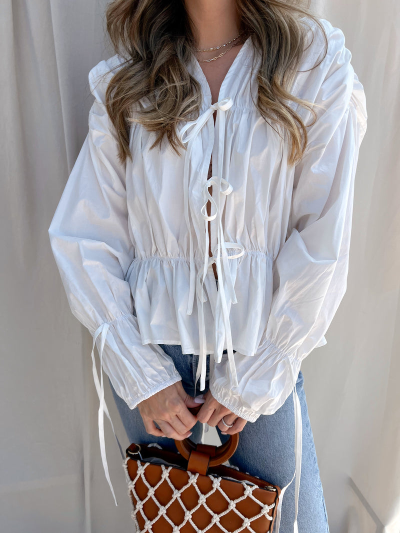 WILLA POPLIN TOP WHITE