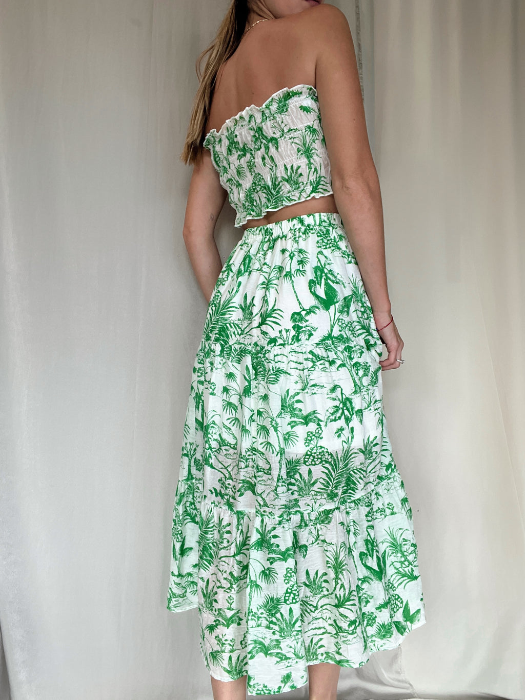 ANA GREEN PRINT SKIRT SET