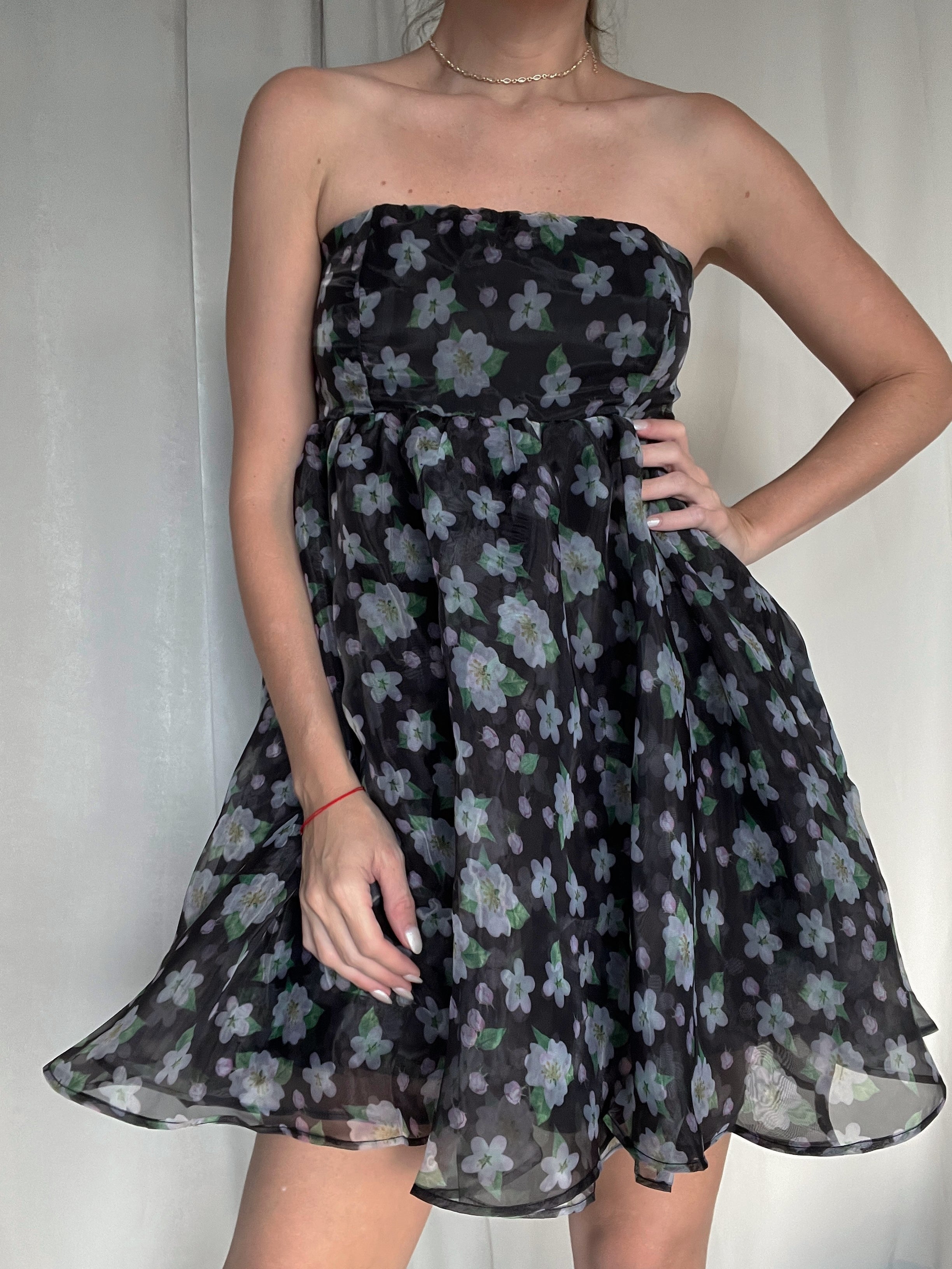 aurora floral mesh babydoll dress AURORA FLORAL BABYDOLL – Evii Shop