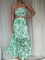 ANA GREEN PRINT SKIRT SET