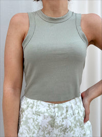 PAOLA SAGE RIBBED TEE