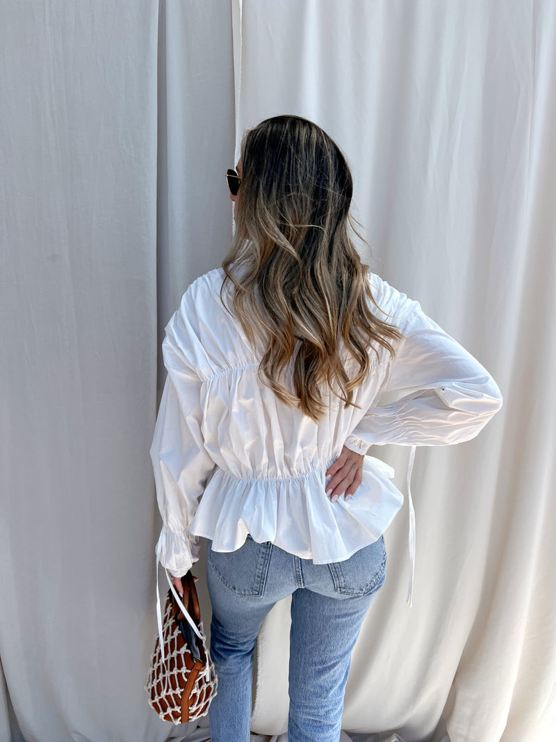WILLA POPLIN TOP WHITE