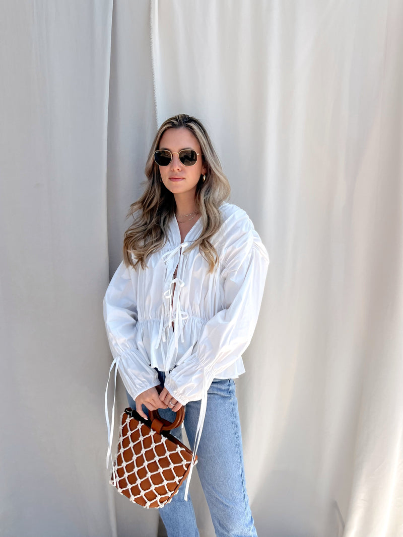 WILLA POPLIN TOP WHITE