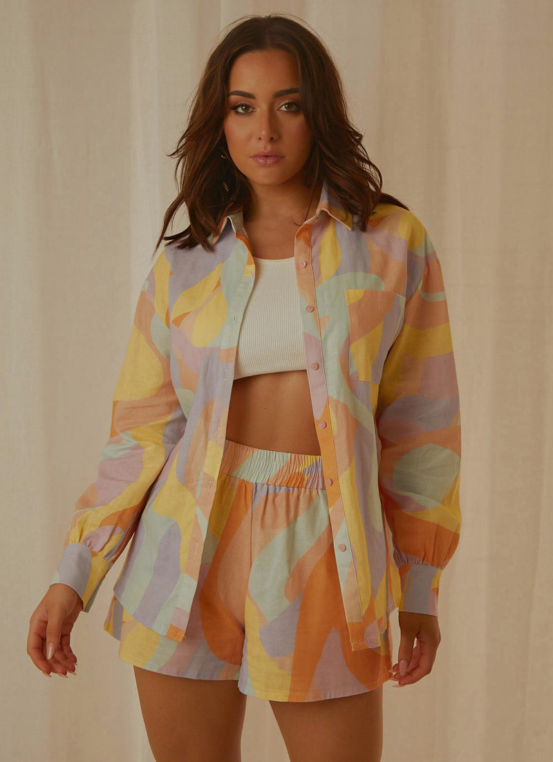 RAFFI LINEN SHORTS PASTEL WAVE