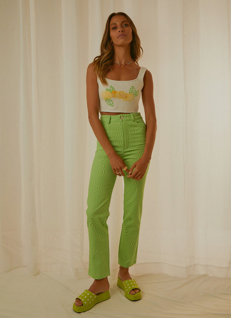 ELECTRIC AVENUE PANTS LIME WAVE