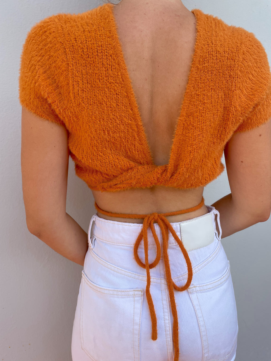 RISETTE FUZZY KNIT TOP ORANGE