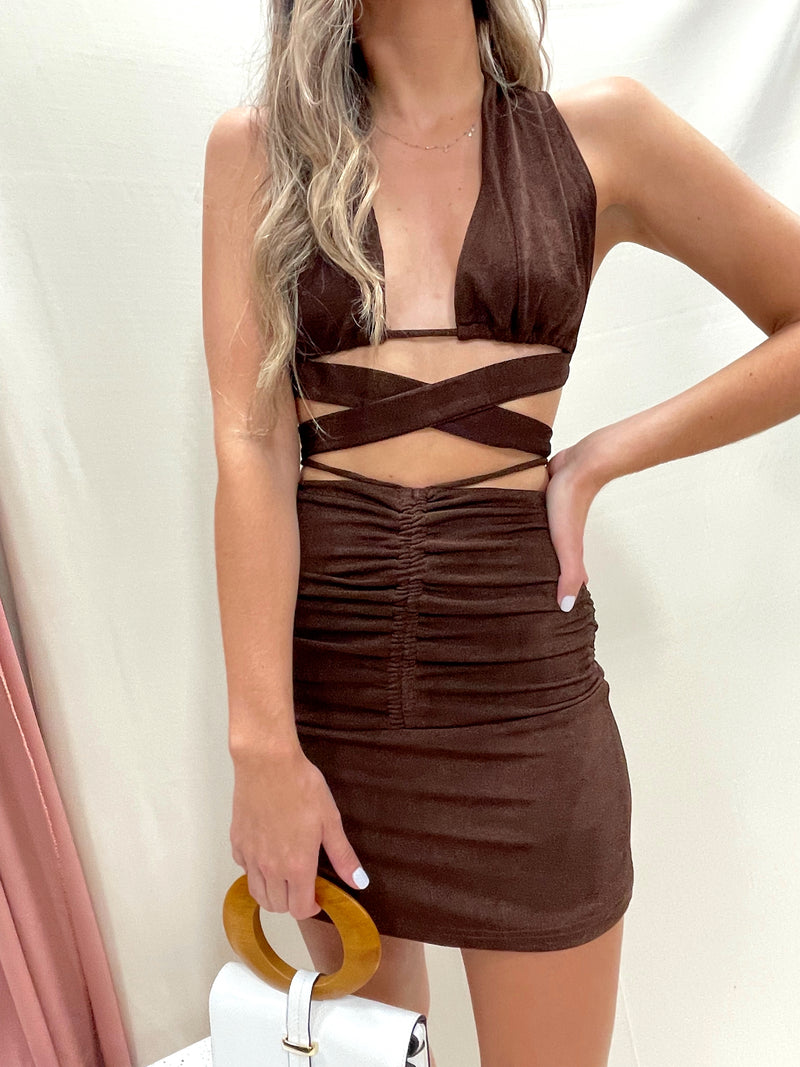LENNON MINI SKIRT BROWN