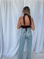 ON THE RUN CROP TOP CHOCOLATE