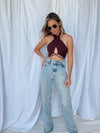 ON THE RUN CROP TOP CHOCOLATE