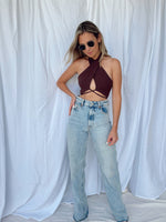 ON THE RUN CROP TOP CHOCOLATE