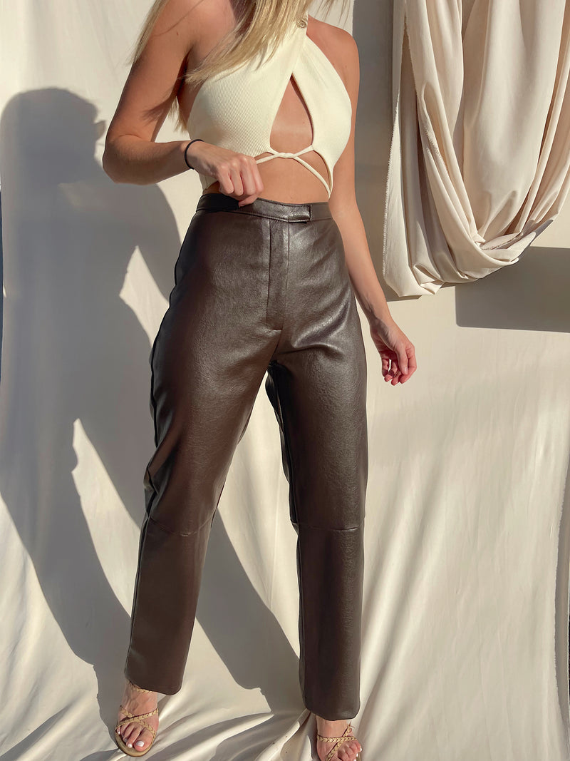 ALASKA BROWN LEATHER PANTS