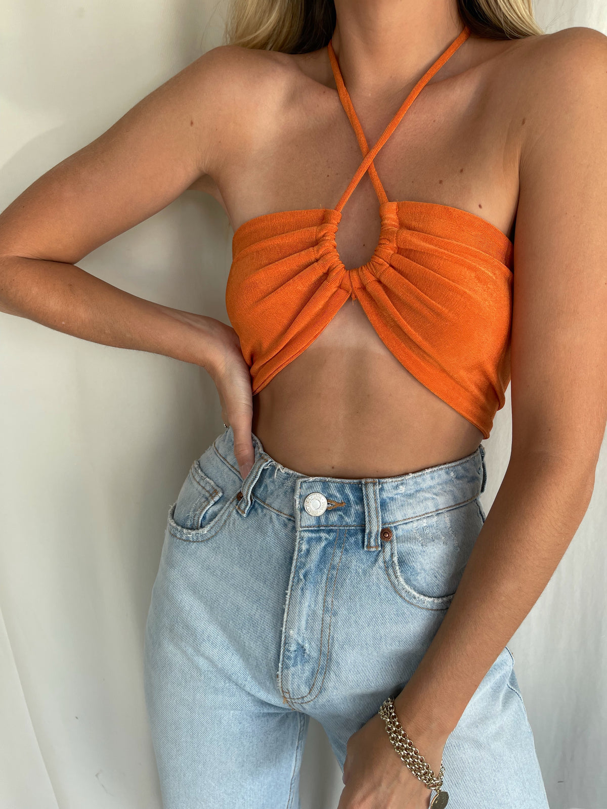 POOL SUITE CROP TOP ORANGE